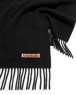 Acne Studios Canada Fringe Wool Scarf Narrow Black