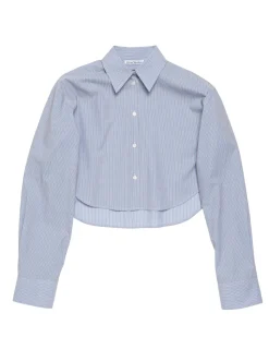 Acne Studios Cropped Boxy Shirt Sky Blue/Coffee Brown