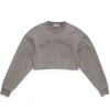 Acne Studios Cropped Patch Logo Sweatshirt Taupe Brown