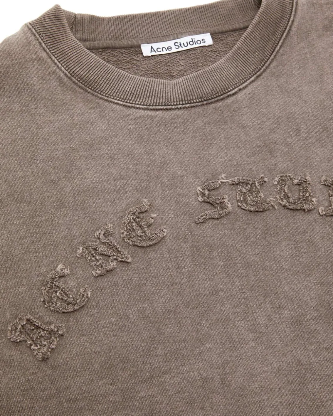 Acne Studios Cropped Patch Logo Sweatshirt Taupe Brown
