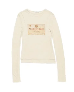 Acne Studios Double-Layer Printed Long Sleeve Top Ecru Beige