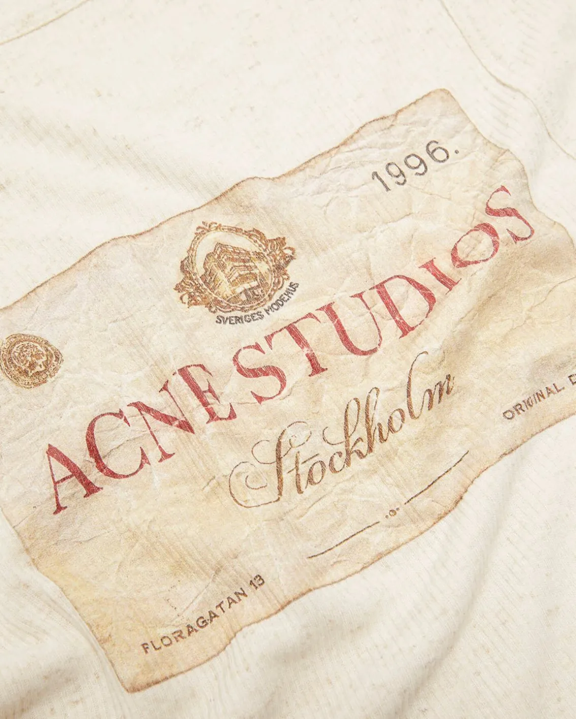 Acne Studios Double-Layer Printed Long Sleeve Top Ecru Beige