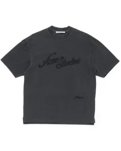 Acne Studios Embroidered Logo T-Shirt Faded Black