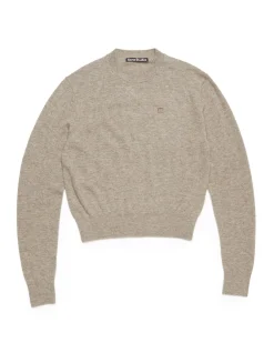 Acne Studios Face Wool Crew Neck Sweater Greige Melange