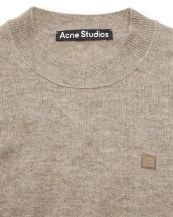 Acne Studios Face Wool Crew Neck Sweater Greige Melange