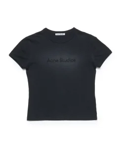 Acne Studios Fitted Embroidered Logo T-Shirt Faded Black