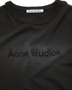 Acne Studios Fitted Embroidered Logo T-Shirt Faded Black
