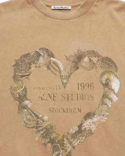 Acne Studios Layered Print Long Sleeve T-Shirt Sand Beige