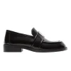 Acne Studios Leather Buckle Logo Loafers Black