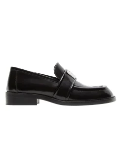 Acne Studios Leather Buckle Logo Loafers Black