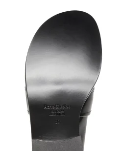 Acne Studios Leather Buckle Logo Loafers Black