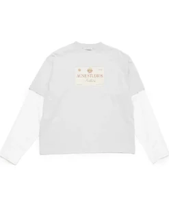 Acne Studios Oversized Double-Layer Printed T-Shirt Light Grey