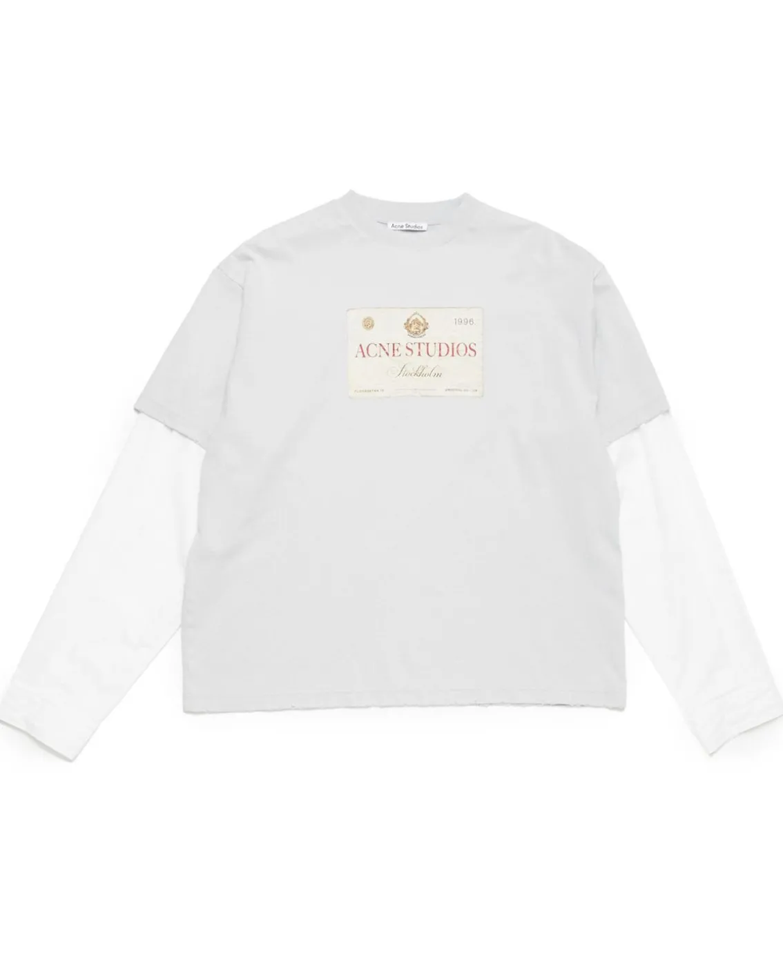 Acne Studios Oversized Double-Layer Printed T-Shirt Light Grey