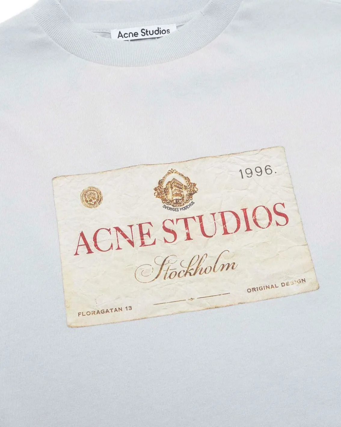 Acne Studios Oversized Double-Layer Printed T-Shirt Light Grey