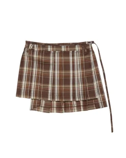 Acne Studios Pleated Tartan Skirt Brown/Beige
