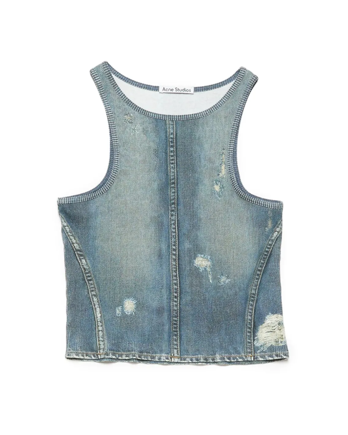 Acne Studios Printed Denim Tank Top Denim Blue