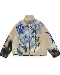 Acne Studios Printed Teddy Fleece Jacket Beige