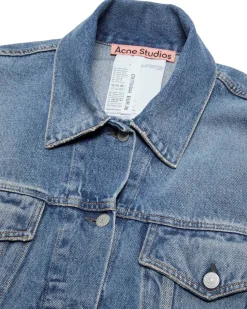 Acne Studios Relaxed Cropped Fit Denim Jacket Mid Blue