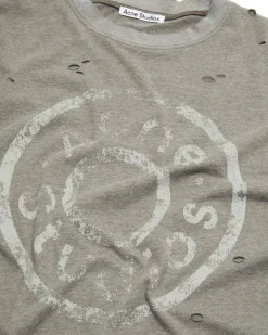Acne Studios Relaxed Distressed Logo T-Shirt Moss Green