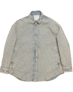 Acne Studios Relaxed Monogram Denim Shirt Blue/Beige