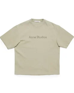 Acne Studios Studded Logo T-Shirt Sand Beige