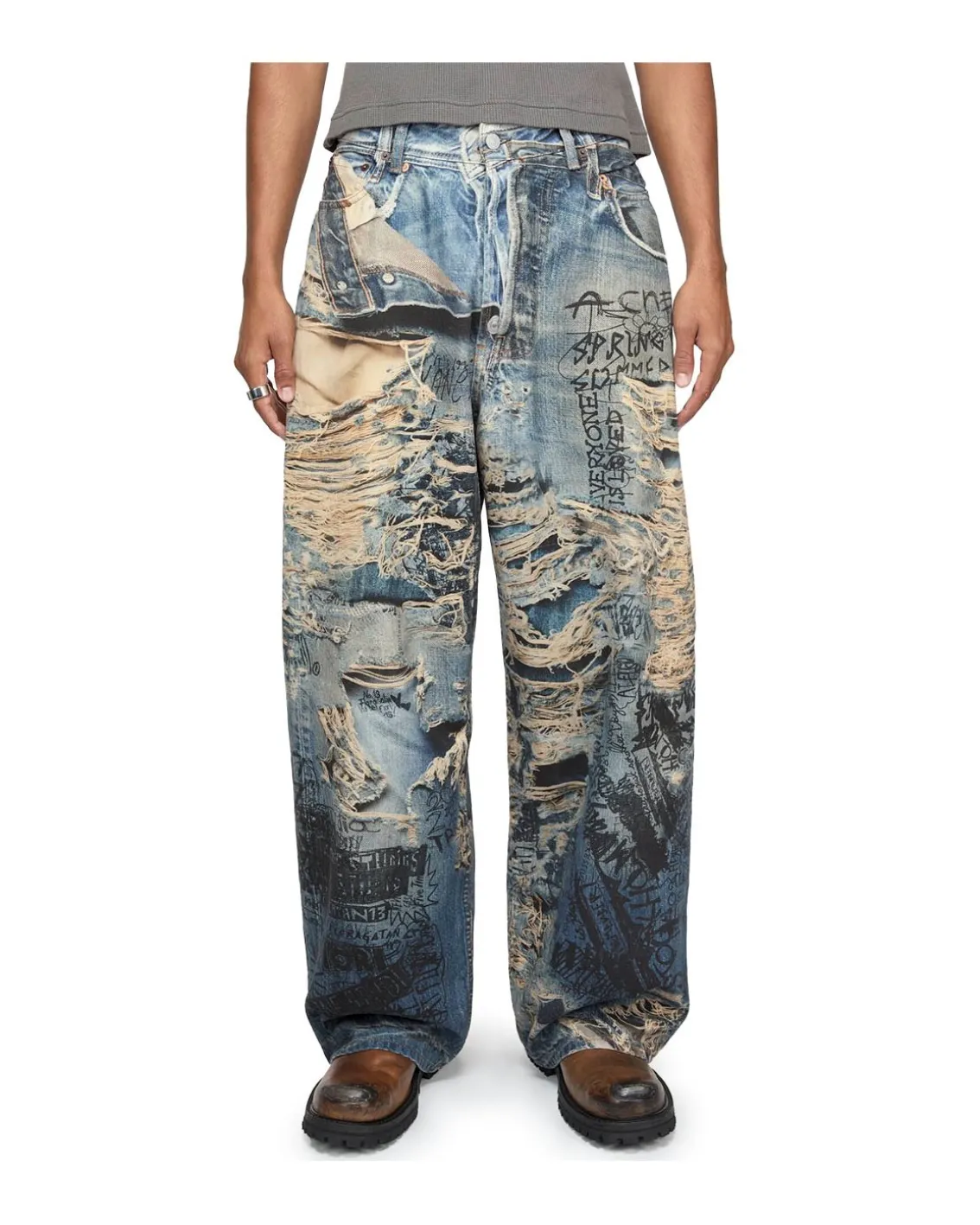 Acne Studios Super Baggy Fit Trousers 2023M Trompe L'oeil Mid Blue