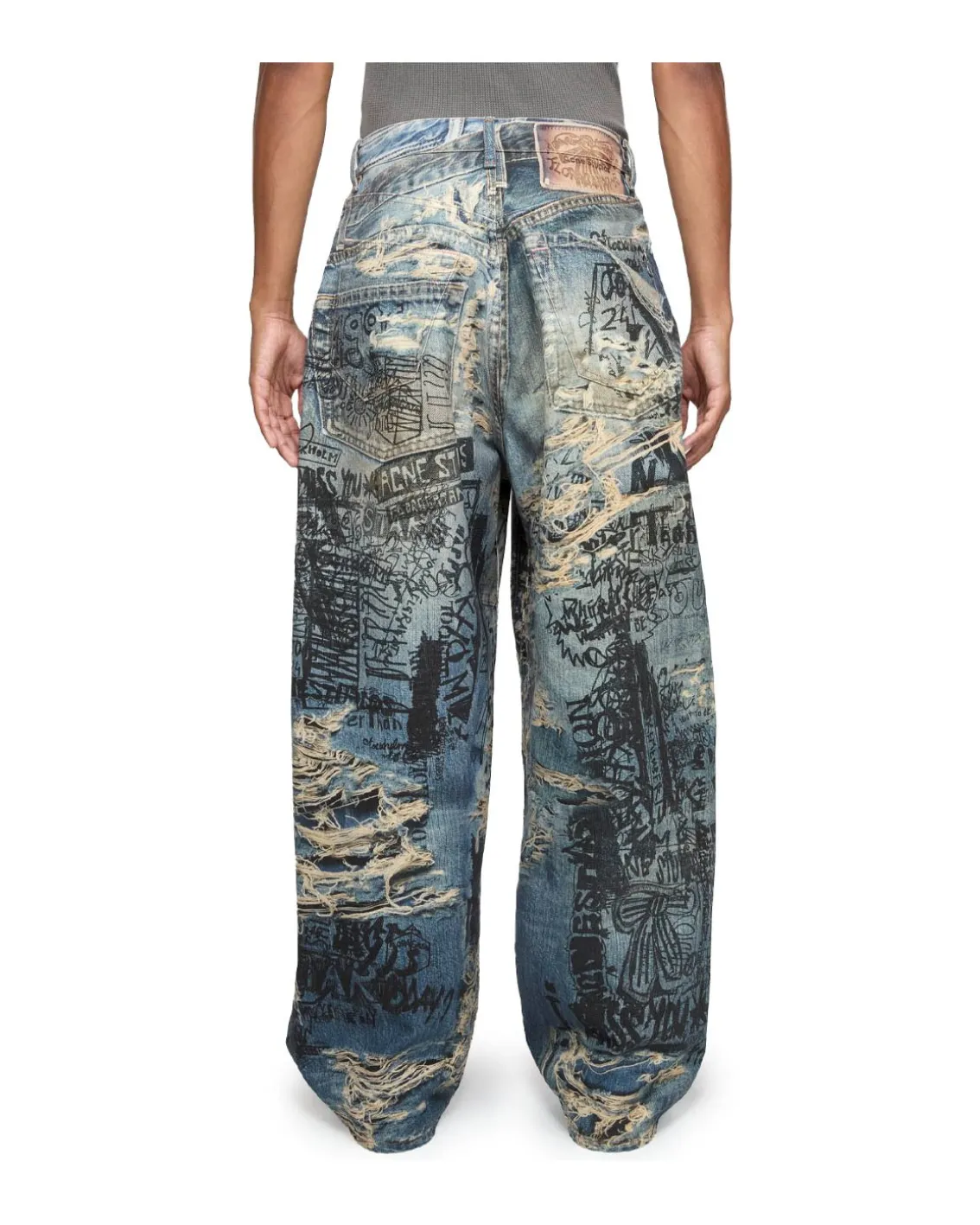 Acne Studios Super Baggy Fit Trousers 2023M Trompe L'oeil Mid Blue
