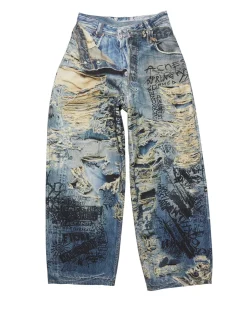 Acne Studios Super Baggy Fit Trousers 2023M Trompe L'oeil Mid Blue