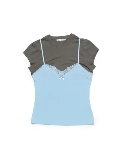 Acne Studios Two-In-One Lace Top Grey/Blue
