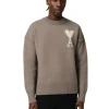 AMI Paris Ami De Coeur Crewneck Sweater Ash/OffWhite
