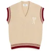 AMI Paris Ami De Coeur Rib Knit Vest White Cream