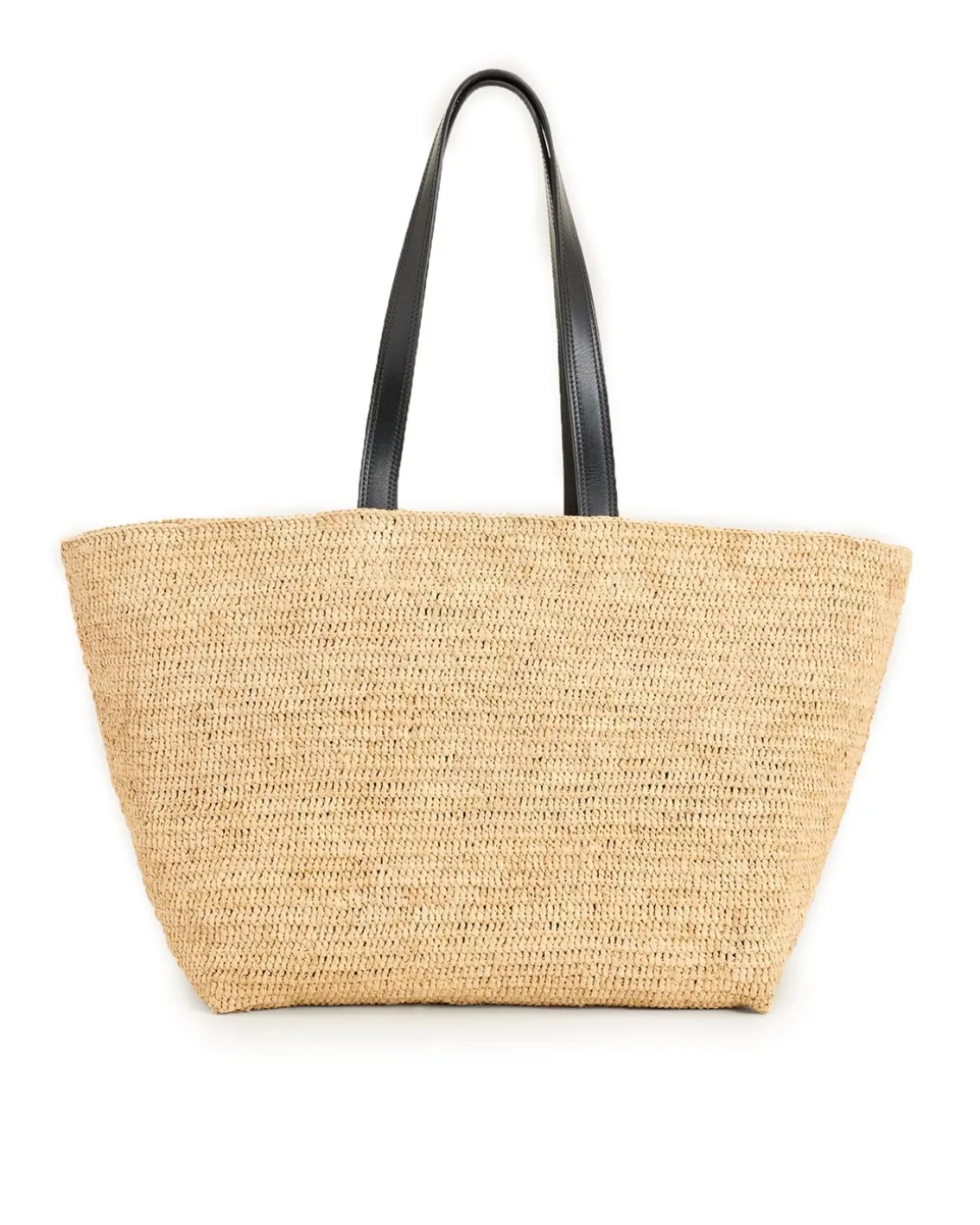AMI Paris Embroidered Logo Raffia Tote Bag Natural