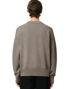 AMI Paris Embroidered Logo Cardigan Ash