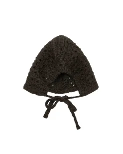 Amomento Crochet Knit Bonnet Dark Brown