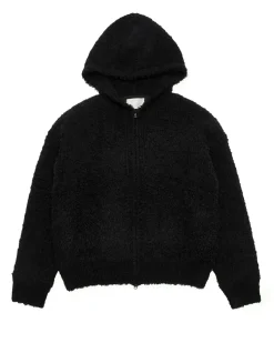 Amomento Furry Cardigan Zip-Up Hoodie Black