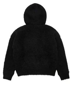 Amomento Furry Cardigan Zip-Up Hoodie Black