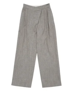 Amomento Wool Tweed Wrap Pants Grey