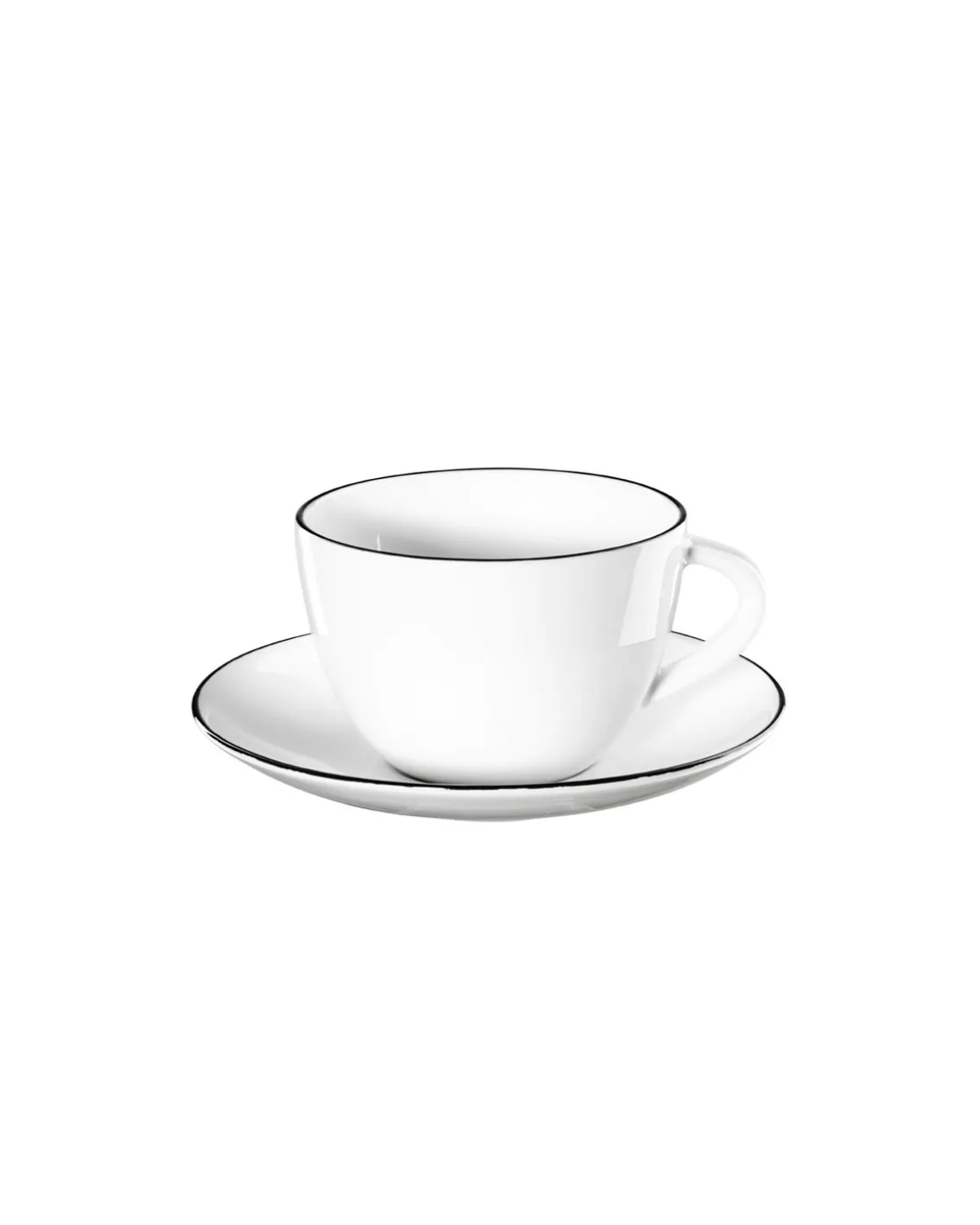 Asa Selection Round Cup With Saucer Black Trim White