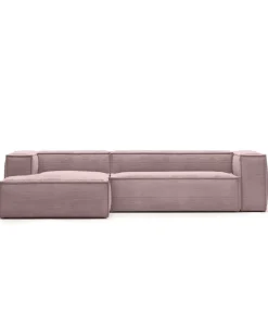 Blok 3-Seater Left Lounge Sofa Corduroy Light Pink