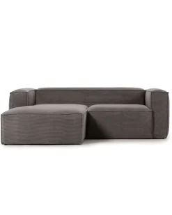 Blok 2-Seater Left Lounge Sofa Corduroy Dark Grey