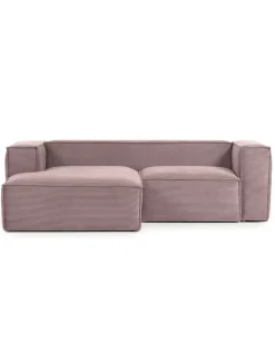 Blok 2-Seater Left Lounge Sofa Corduroy Light Pink