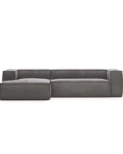 Blok 3-Seater Left Lounge Sofa Corduroy Dark Grey