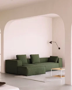 Blok 3-Seater Left Lounge Sofa Corduroy Green