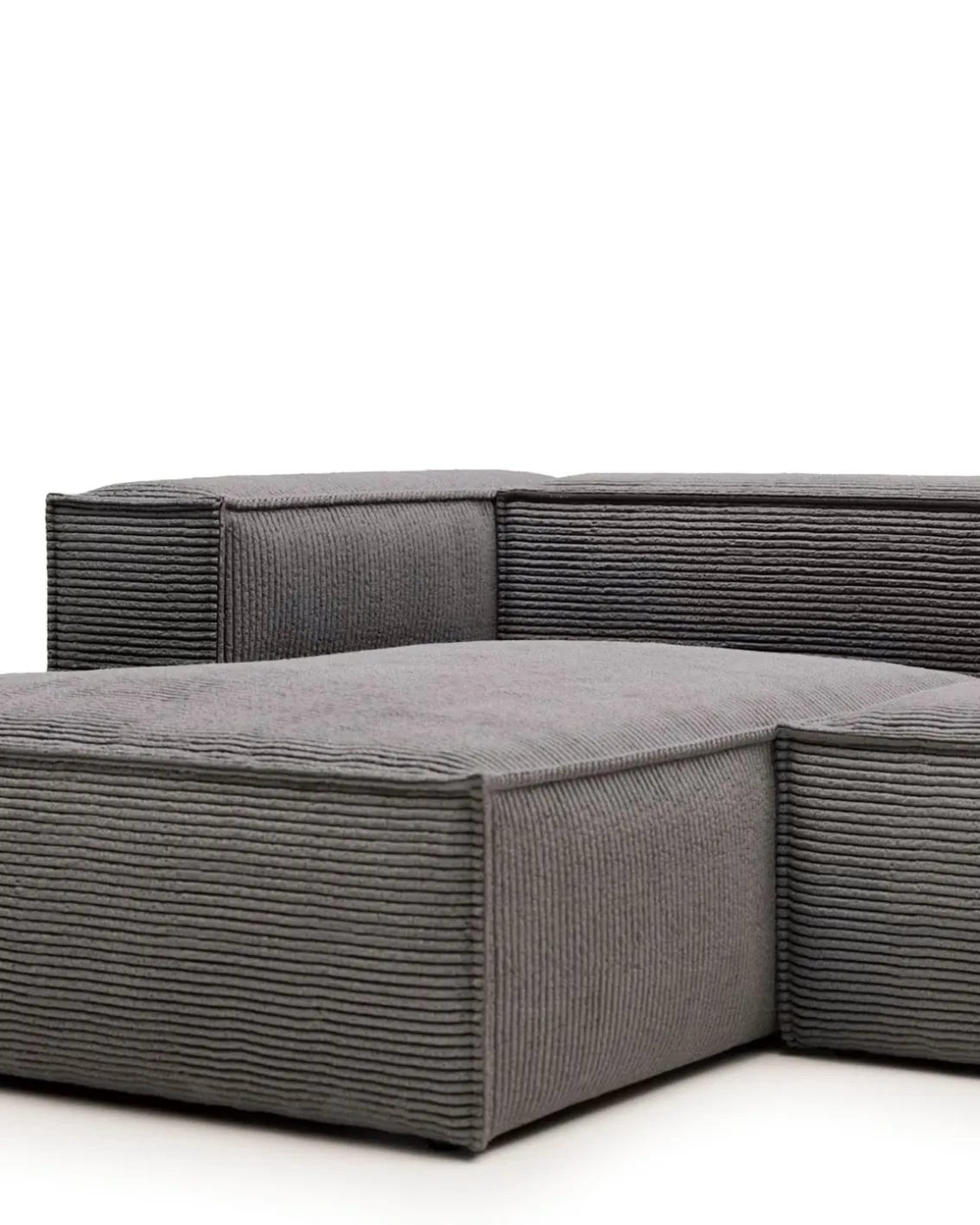 Blok 3-Seater Left Lounge Sofa Corduroy Dark Grey