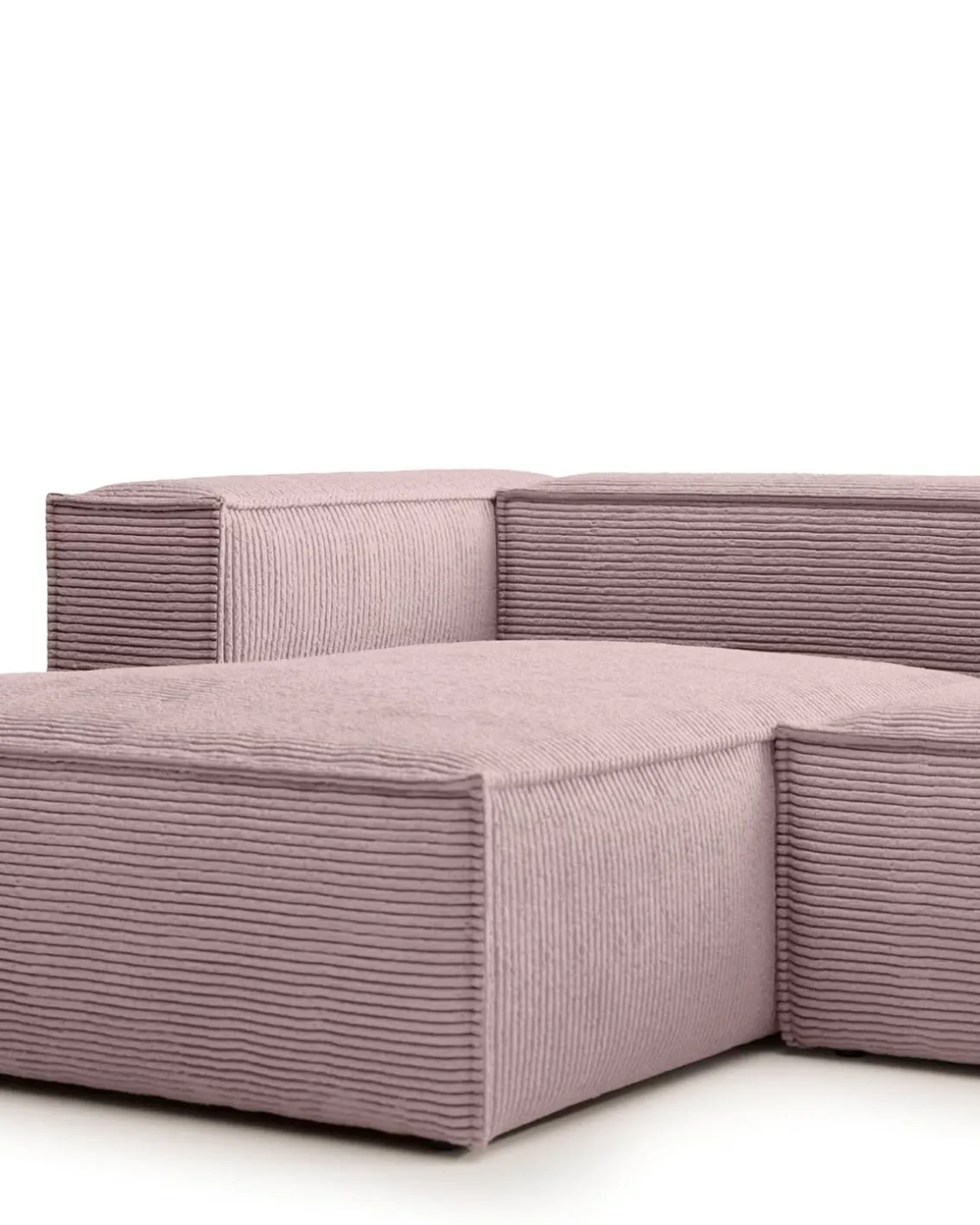 Blok 3-Seater Left Lounge Sofa Corduroy Light Pink