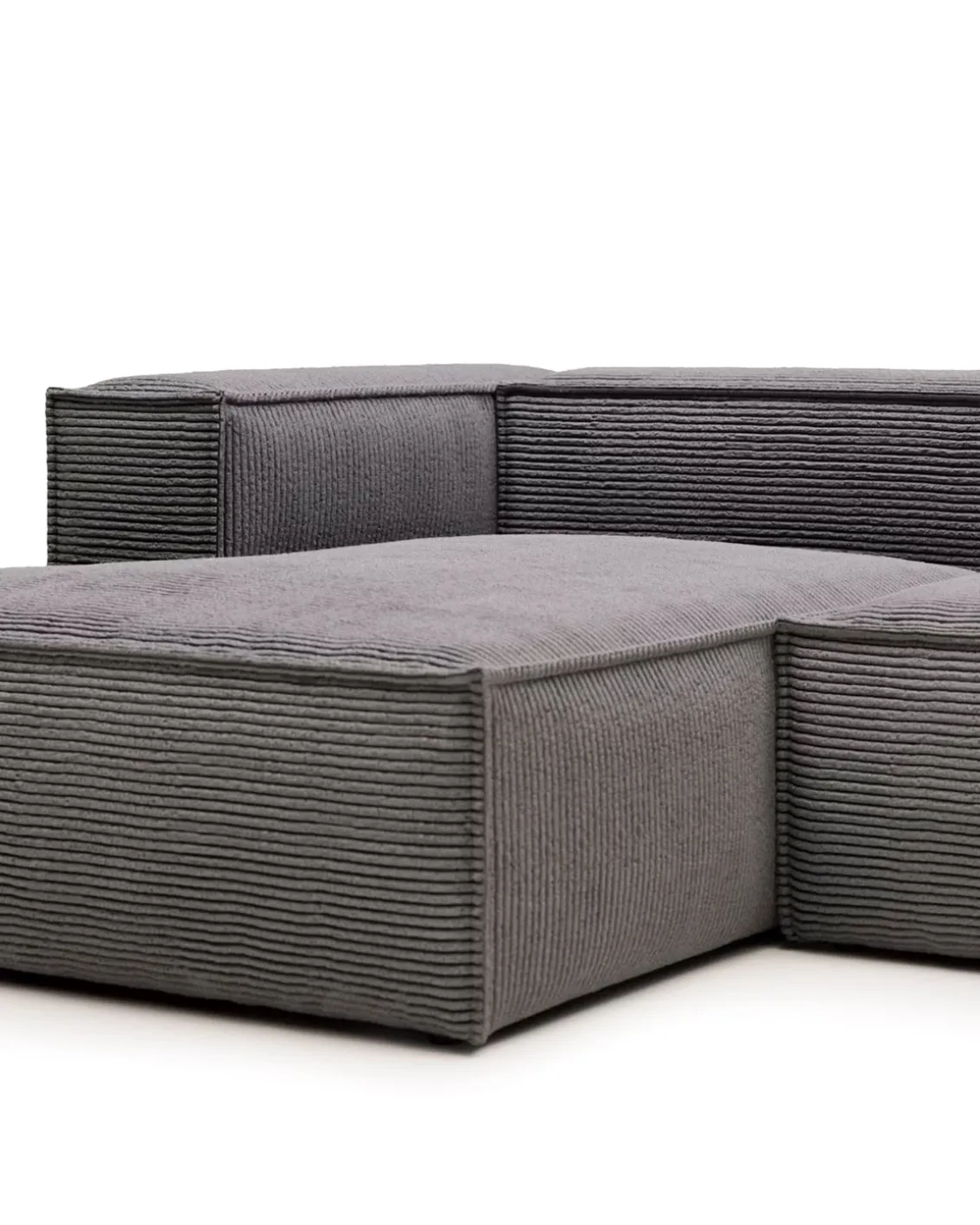Blok 2-Seater Left Lounge Sofa Corduroy Dark Grey