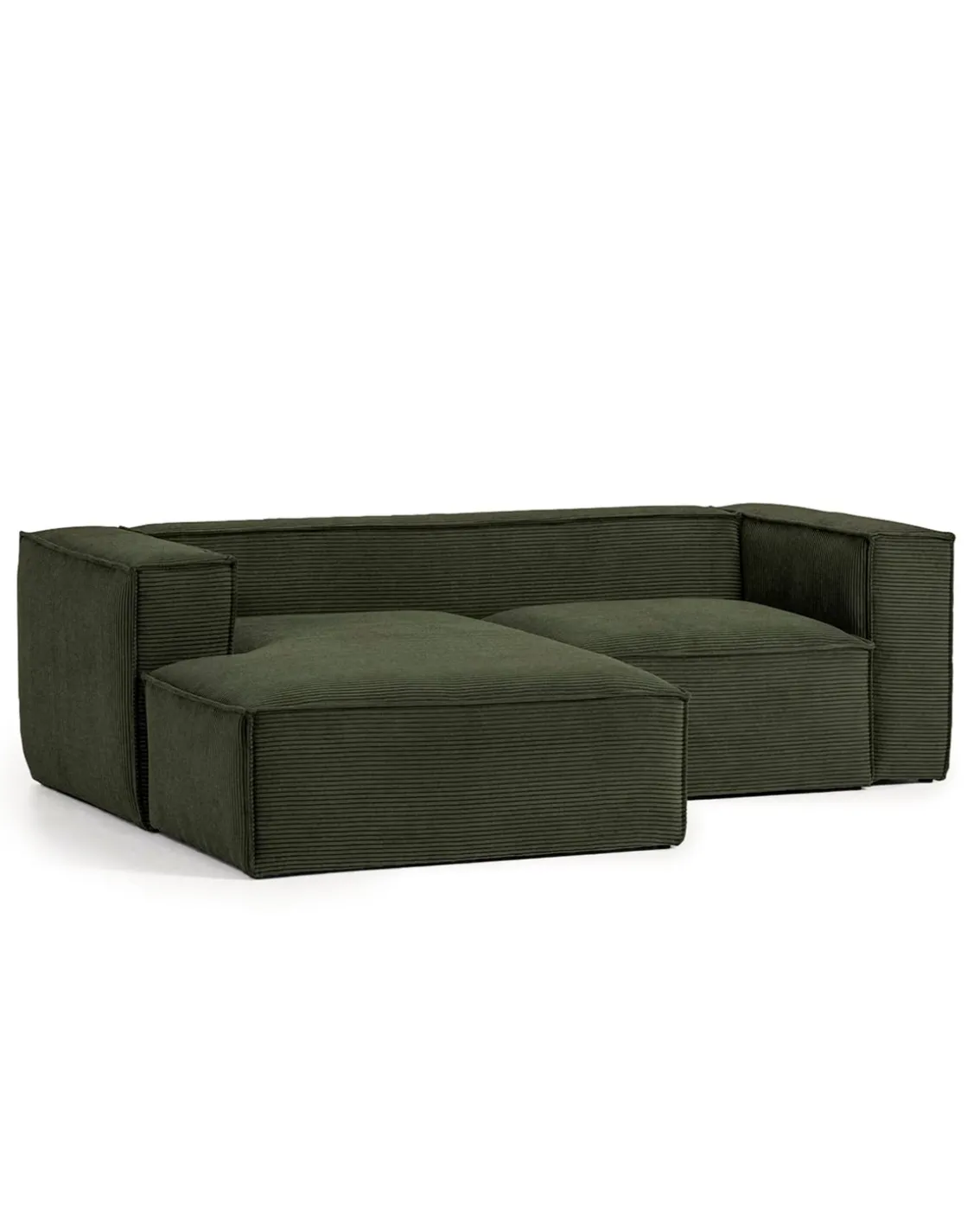 Blok 2-Seater Left Lounge Sofa Corduroy Green