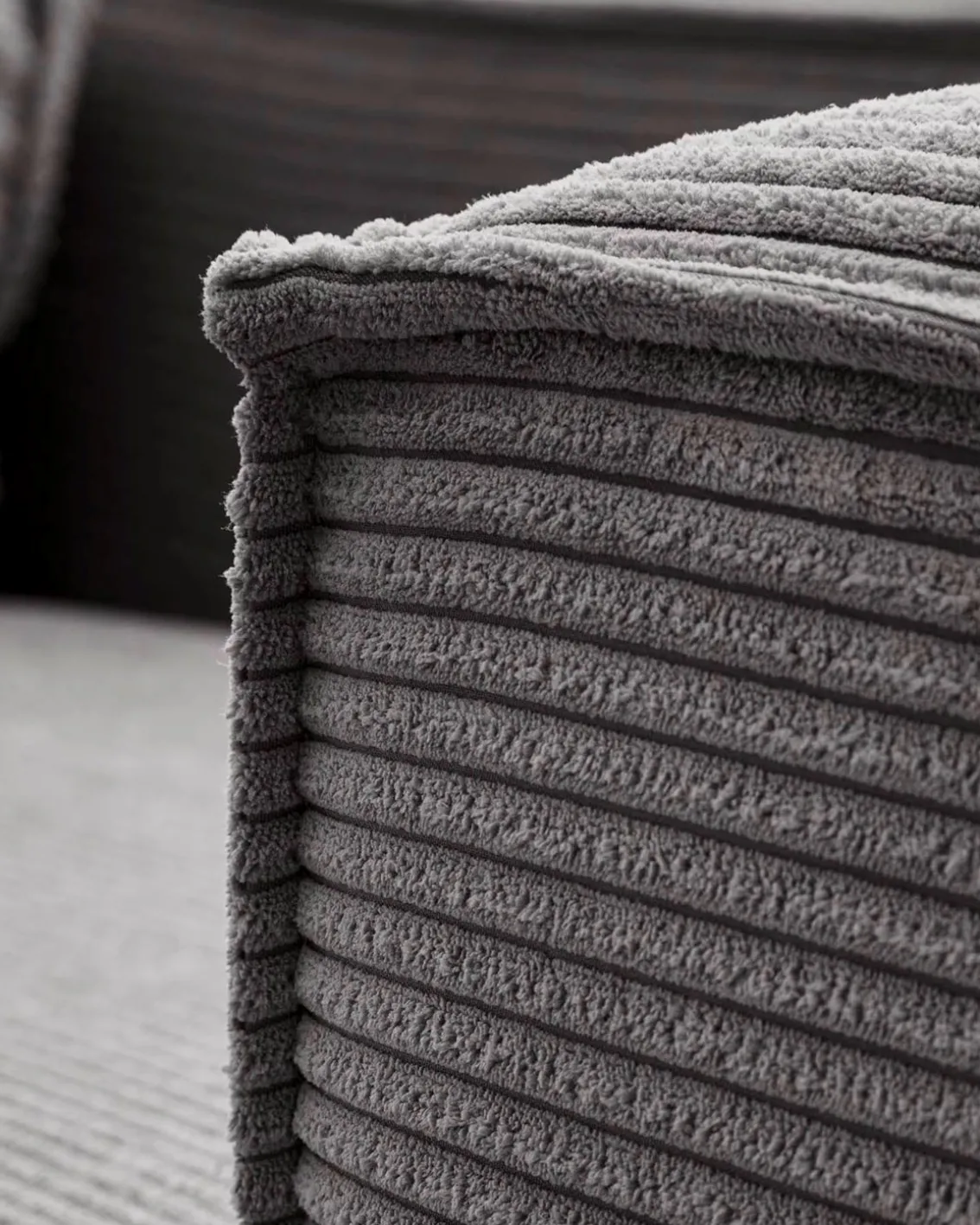 Blok 2-Seater Left Lounge Sofa Corduroy Dark Grey