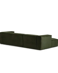 Blok 3-Seater Left Lounge Sofa Corduroy Green