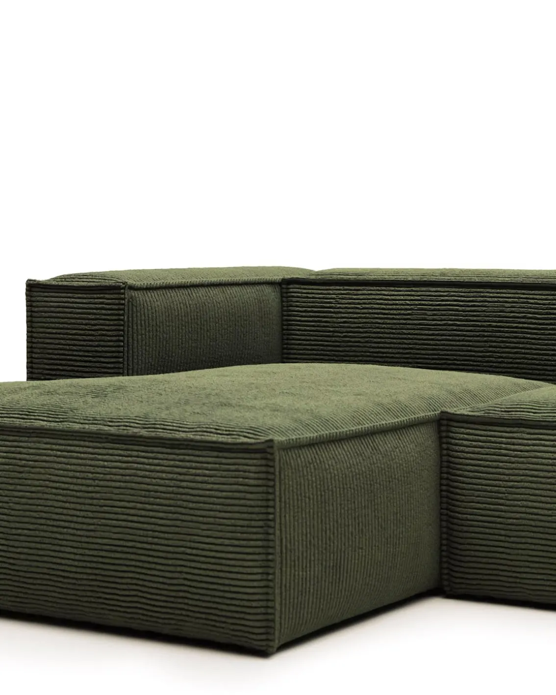 Blok 3-Seater Left Lounge Sofa Corduroy Green